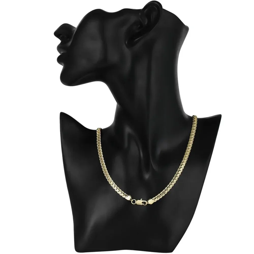 Stunning 20 Inch Snake Bone / Sideways Necklace, 18k. Yellow Gold